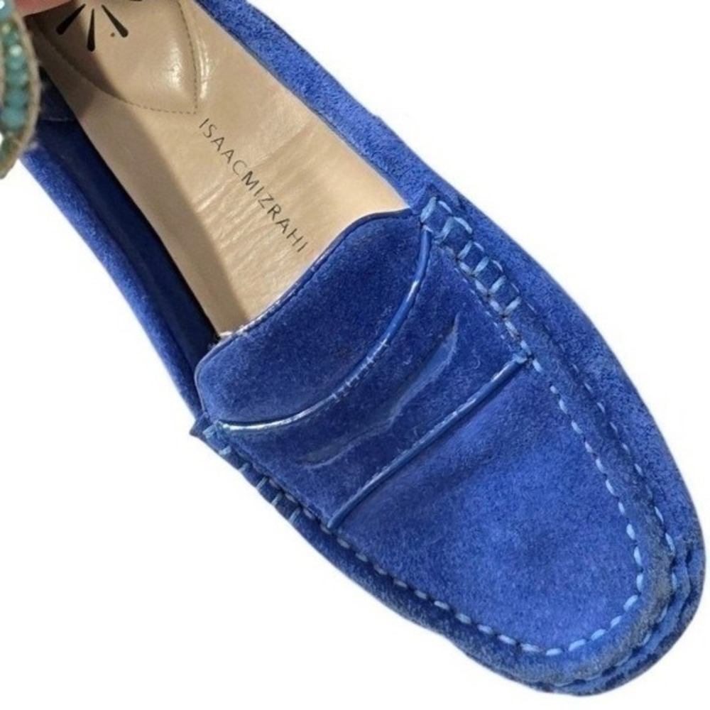 Isaac Mizrahi Royal Blue Suede Loafers Flats Shoes sz US 7 driving moccassin - Picture 2 of 4